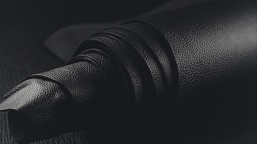 Finished black full-grain leather